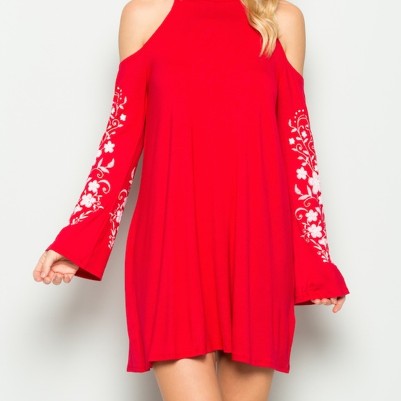 Acting Pro Dresses & Skirts - 1 LEFT Bell Sleeve Cold Shoulder Dress
